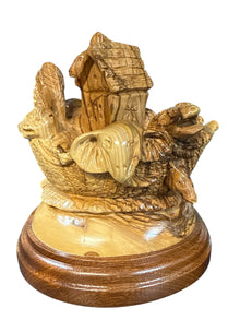 5.5x5.5x6" Olive Wood Noah’s Ark Figurine – Hand-Carved in Bethlehem