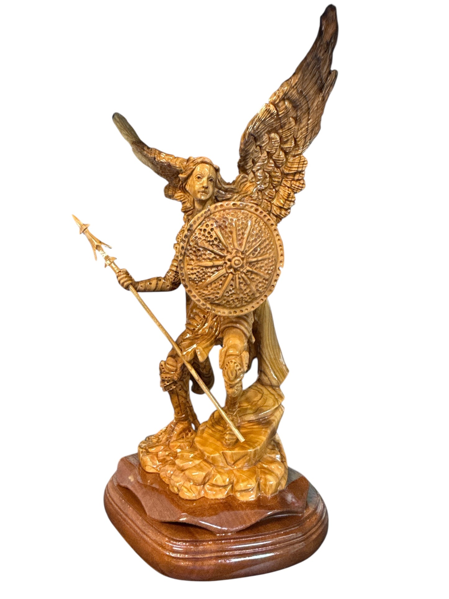 St. Raphael the Archangel — Hand-Carved Olive Wood Statue (6x8x15)