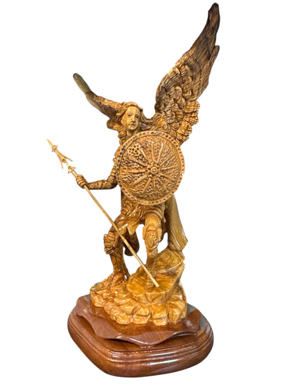 St. Raphael the Archangel — Hand-Carved Olive Wood Statue (6x8x15)