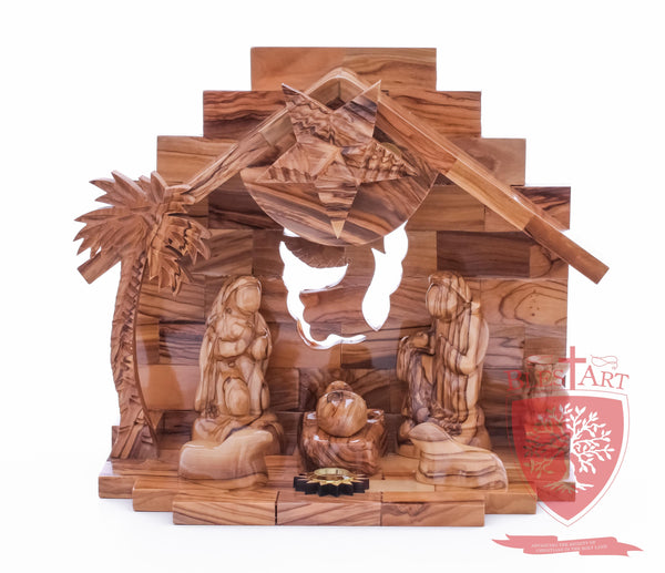 Nativity Set, Musical and non musical, Plain, with Incense from the Tomb of Jesus Size: 7"/ 18 cm Height