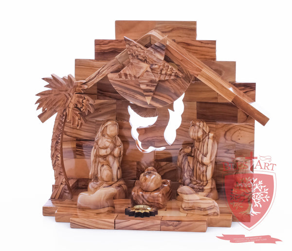 Nativity Set, Musical and non musical, Plain, with Incense from the Tomb of Jesus Size: 7"/ 18 cm Height