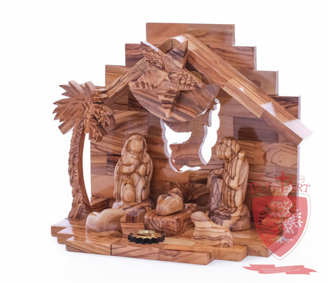 Nativity Set, Musical and non musical, Plain, with Incense from the Tomb of Jesus Size: 7"/ 18 cm Height