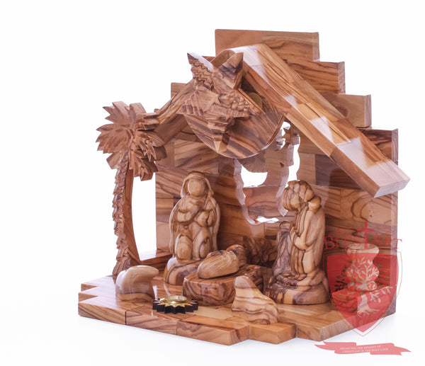 Nativity Set, Musical and non musical, Plain, with Incense from the Tomb of Jesus Size: 7"/ 18 cm Height