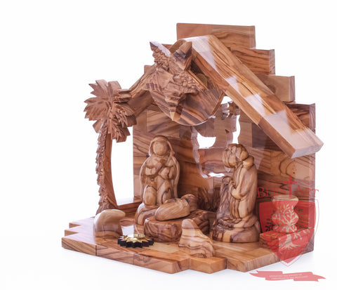 Nativity Set, Musical and non musical, Plain, with Incense from the Tomb of Jesus Size: 7"/ 18 cm Height