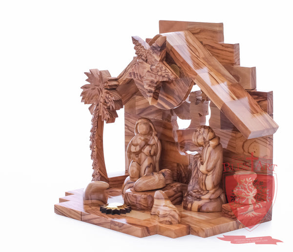 Nativity Set, Musical and non musical, Plain, with Incense from the Tomb of Jesus Size: 7"/ 18 cm Height