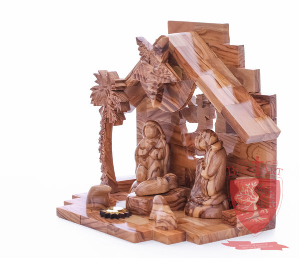 Nativity Set, Musical and non musical, Plain, with Incense from the Tomb of Jesus Size: 7"/ 18 cm Height