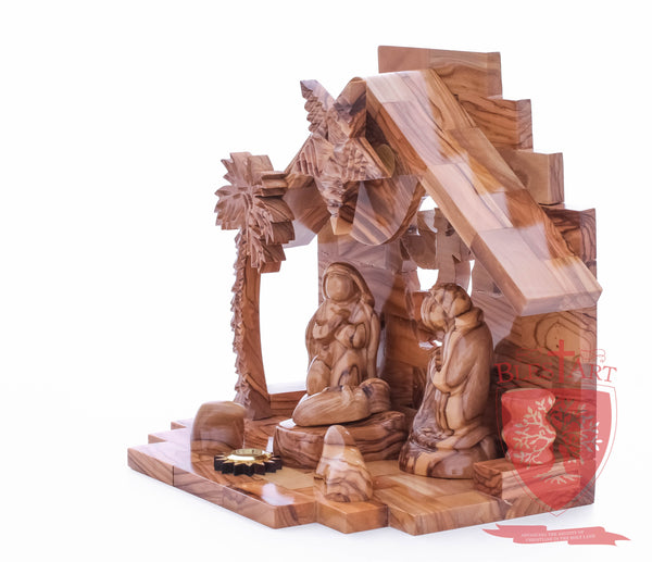 Nativity Set, Musical and non musical, Plain, with Incense from the Tomb of Jesus Size: 7"/ 18 cm Height