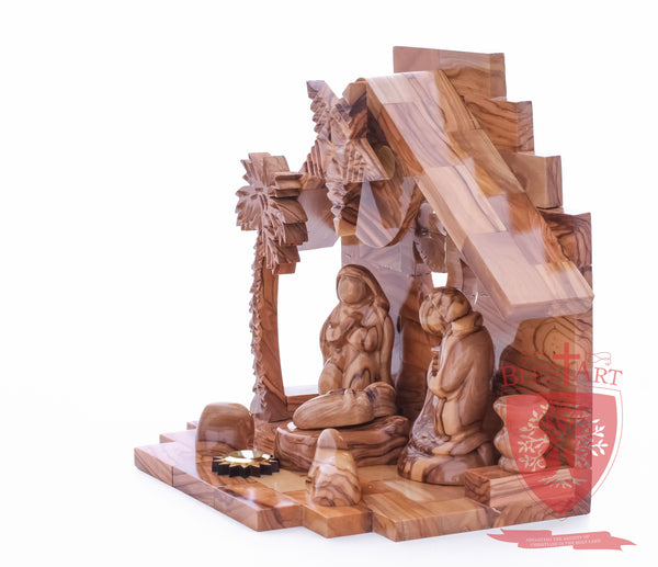 Nativity Set, Musical and non musical, Plain, with Incense from the Tomb of Jesus Size: 7"/ 18 cm Height