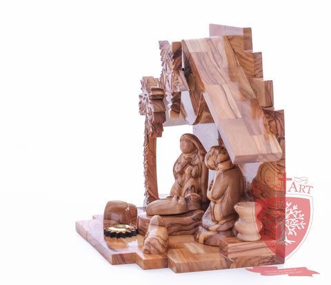 Nativity Set, Musical and non musical, Plain, with Incense from the Tomb of Jesus Size: 7"/ 18 cm Height