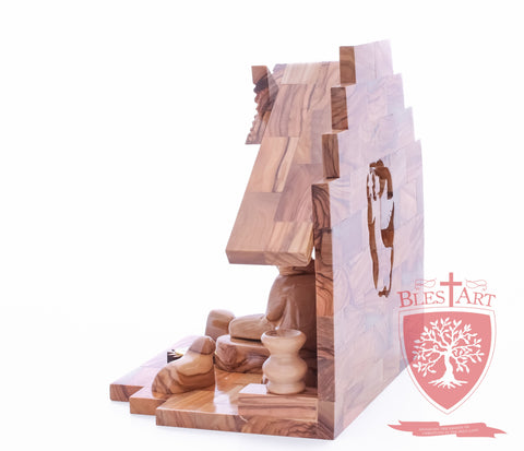 Nativity Set, Musical and non musical, Plain, with Incense from the Tomb of Jesus Size: 7"/ 18 cm Height