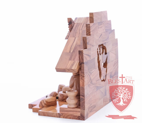 Nativity Set, Musical and non musical, Plain, with Incense from the Tomb of Jesus Size: 7"/ 18 cm Height