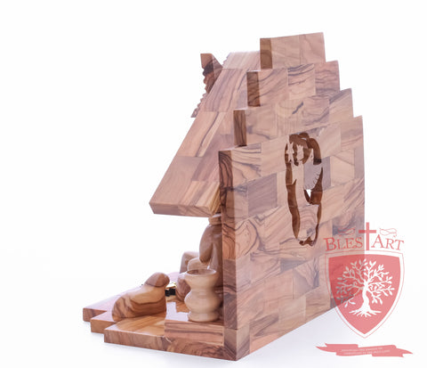 Nativity Set, Musical and non musical, Plain, with Incense from the Tomb of Jesus Size: 7"/ 18 cm Height