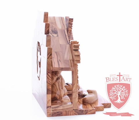 Nativity Set, Musical and non musical, Plain, with Incense from the Tomb of Jesus Size: 7"/ 18 cm Height