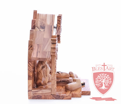 Nativity Set, Musical and non musical, Plain, with Incense from the Tomb of Jesus Size: 7"/ 18 cm Height