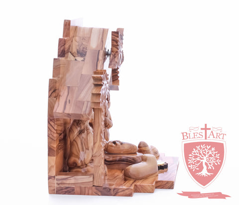 Nativity Set, Musical and non musical, Plain, with Incense from the Tomb of Jesus Size: 7"/ 18 cm Height