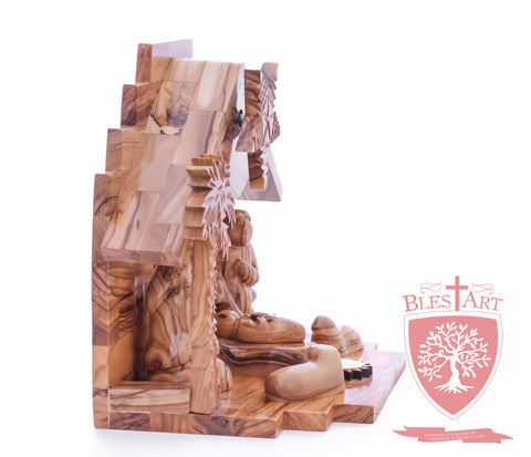 Nativity Set, Musical and non musical, Plain, with Incense from the Tomb of Jesus Size: 7"/ 18 cm Height