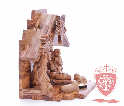 Nativity Set, Musical and non musical, Plain, with Incense from the Tomb of Jesus Size: 7"/ 18 cm Height