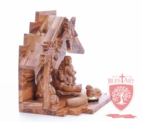 Nativity Set, Musical and non musical, Plain, with Incense from the Tomb of Jesus Size: 7"/ 18 cm Height