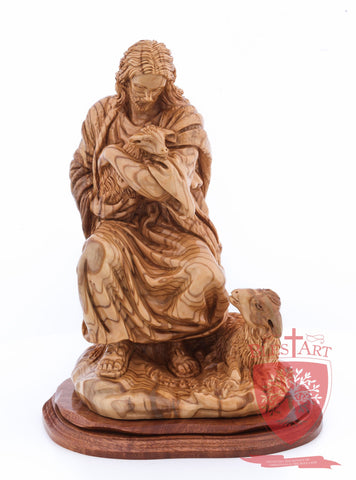 The Good Shepherd, Seated Style, Artistic - Olivewood