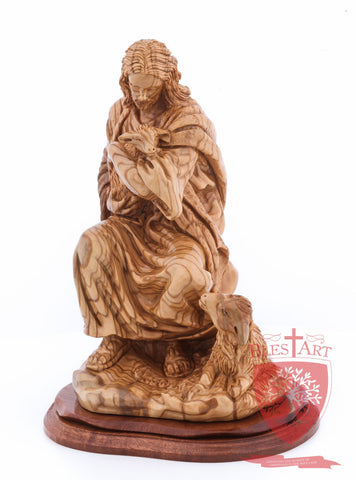 The Good Shepherd, Seated Style, Artistic - Olivewood