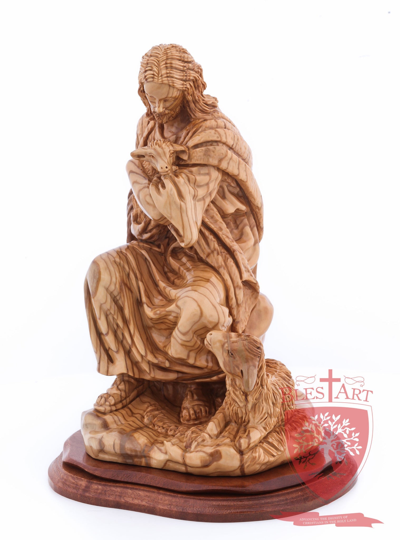 The Good Shepherd, Seated Style, Artistic - Olivewood