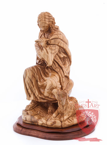 The Good Shepherd, Seated Style, Artistic - Olivewood