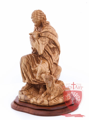 The Good Shepherd, Seated Style, Artistic - Olivewood