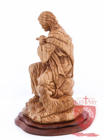 The Good Shepherd, Seated Style, Artistic - Olivewood