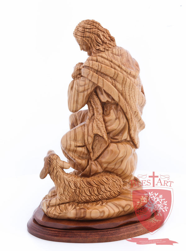 The Good Shepherd, Seated Style, Artistic - Olivewood