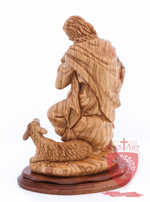 The Good Shepherd, Seated Style, Artistic - Olivewood