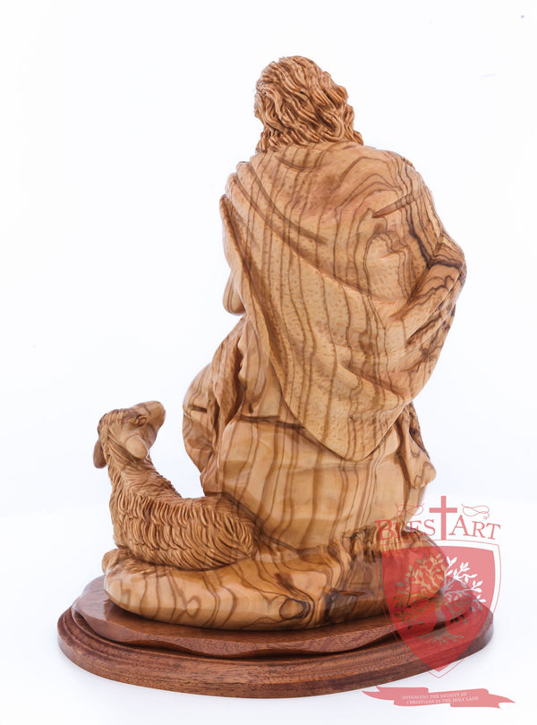 The Good Shepherd, Seated Style, Artistic - Olivewood