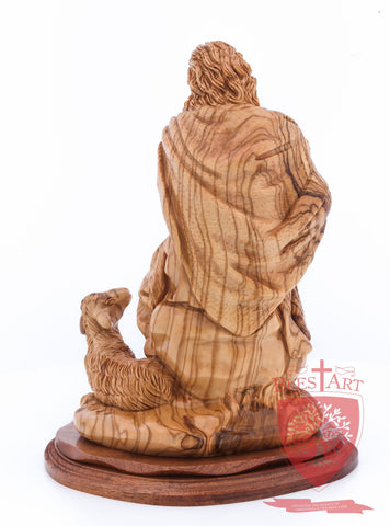 The Good Shepherd, Seated Style, Artistic - Olivewood