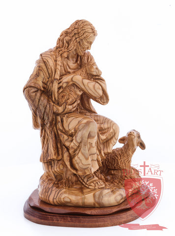 The Good Shepherd, Seated Style, Artistic - Olivewood