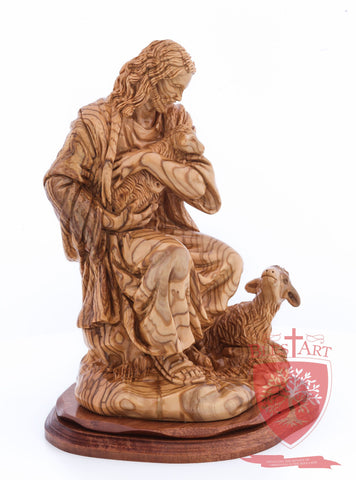 The Good Shepherd, Seated Style, Artistic - Olivewood