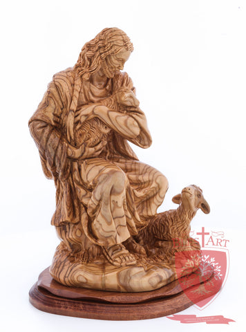 The Good Shepherd, Seated Style, Artistic - Olivewood