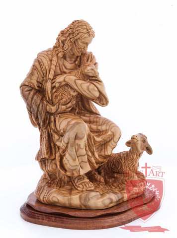 The Good Shepherd, Seated Style, Artistic - Olivewood