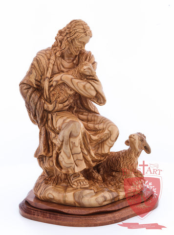 The Good Shepherd, Seated Style, Artistic - Olivewood