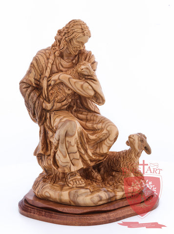 The Good Shepherd, Seated Style, Artistic - Olivewood