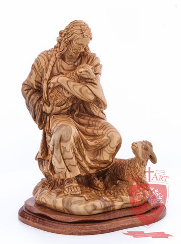 The Good Shepherd, Seated Style, Artistic - Olivewood