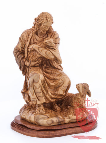 The Good Shepherd, Seated Style, Artistic - Olivewood