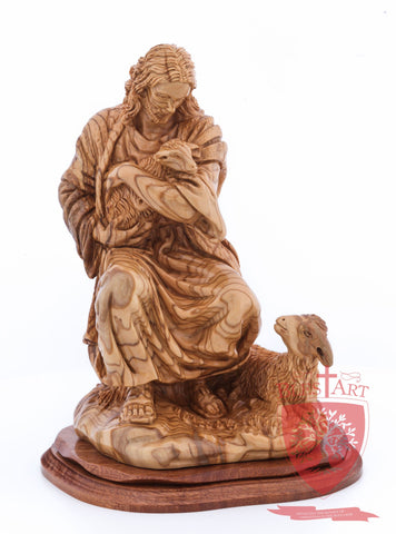 The Good Shepherd, Seated Style, Artistic - Olivewood