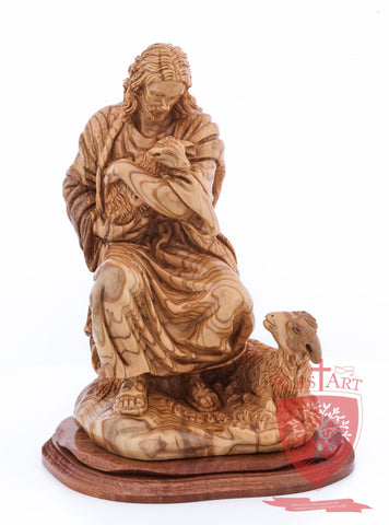 The Good Shepherd, Seated Style, Artistic - Olivewood