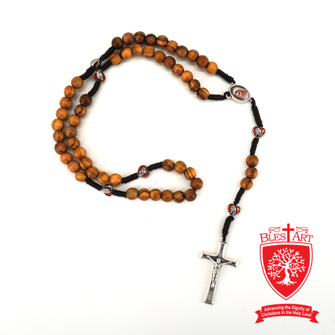 Olive wood Rosary with icon of Mary