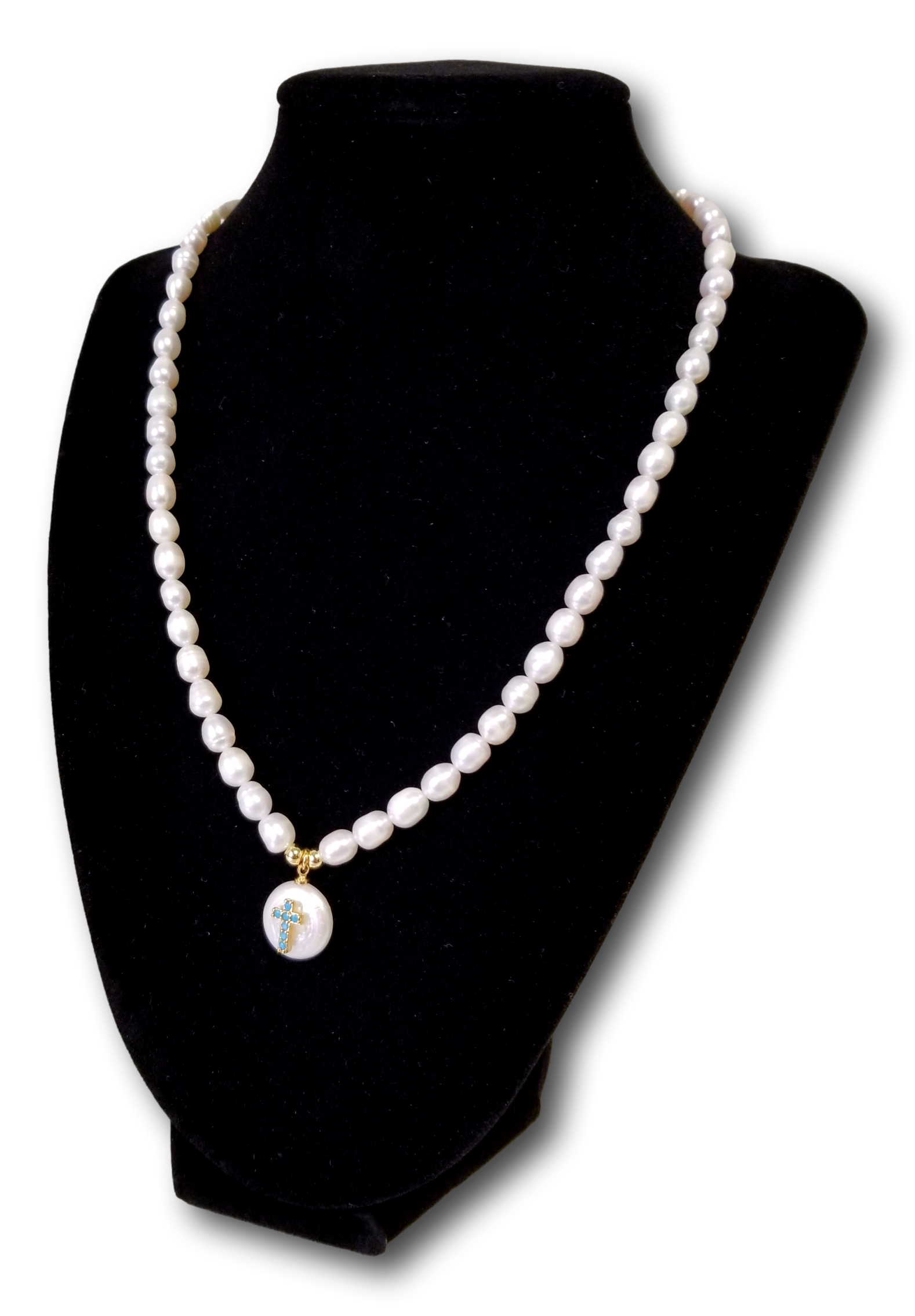 Pearl Strand Necklace With cross