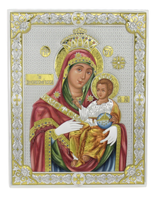 Icon of Holy Family and Madonna & Child Style, High Quality Silver plated, Size: 9.5" x 12"