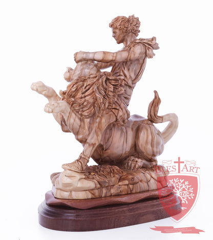 Samson on the lion, Size: 8.5" 5.5" 10" / 26CM