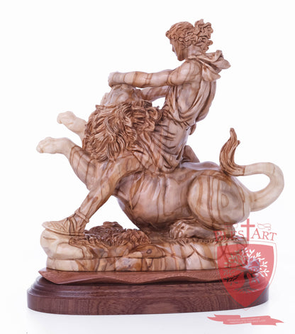 Samson on the lion, Size: 8.5" 5.5" 10" / 26CM