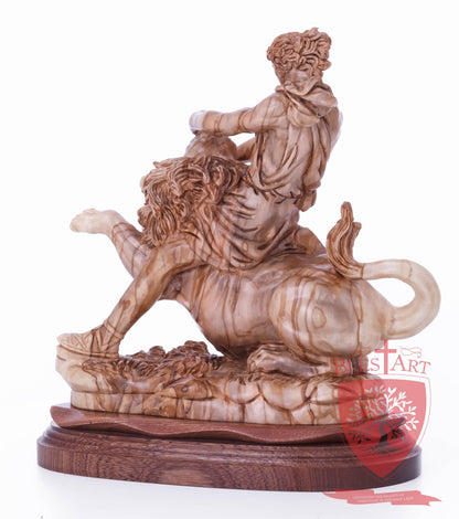 Samson on the lion, Size: 8.5" 5.5" 10" / 26CM