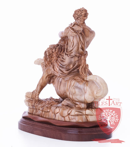 Samson on the lion, Size: 8.5" 5.5" 10" / 26CM