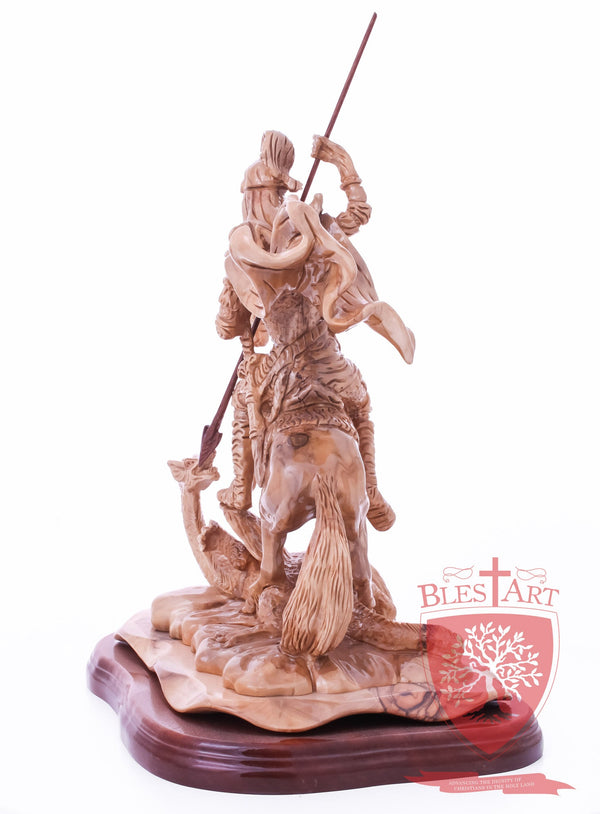 St. George defeating the dragon, Cathedral Quality, Size:  13.5" 10" 15"